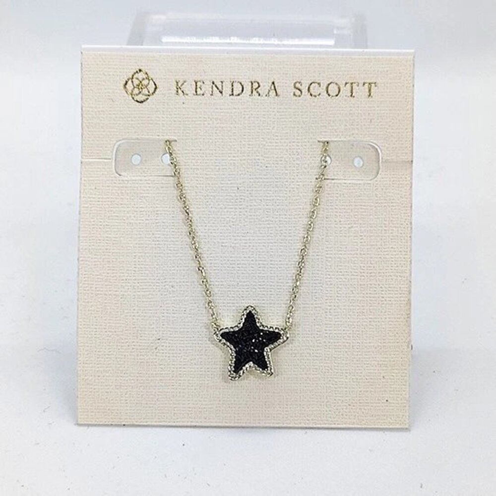 Kendra Scott Jae Star Gold Pendant Necklace In Black Drusy